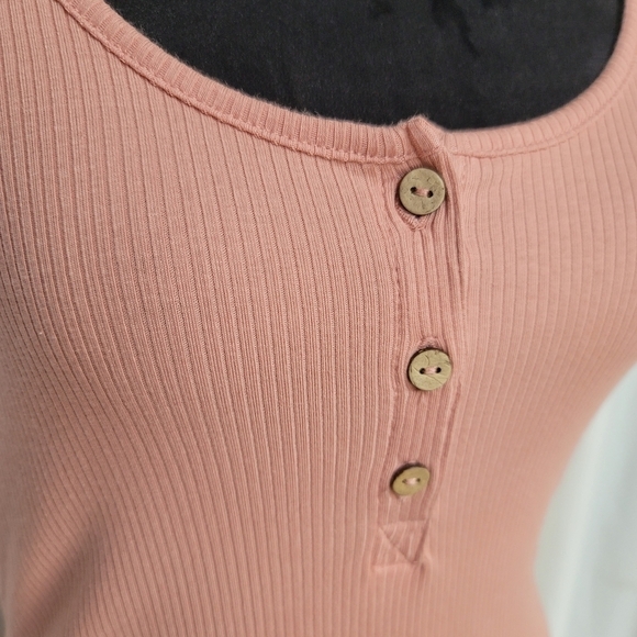 Ambiance Casual Tank Dress Stretch Ribbed Cotton Knit Sleeveless Mini Pink sz M - Picture 8 of 12
